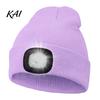 Car Repair Work Light Hat LED with Light, Unisex USB Rechargeable Headlamp Skull Cap, Adjustable Brightness Warm Winter Knitted Cap for Men,
