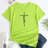Летний топ с круглым вырезом и крестообразным узором Faith Printed Top, модные повседневные футболки с короткими рукавами для женщин из чистого хлопка