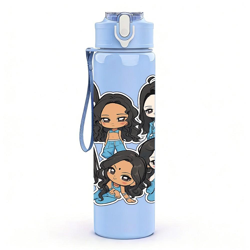 1PC Five Girl Friend Squad 750ml Color Plastic Sports Water Bottle Leakproof Flip Straw Lid Suitable for Sports Office Home Use