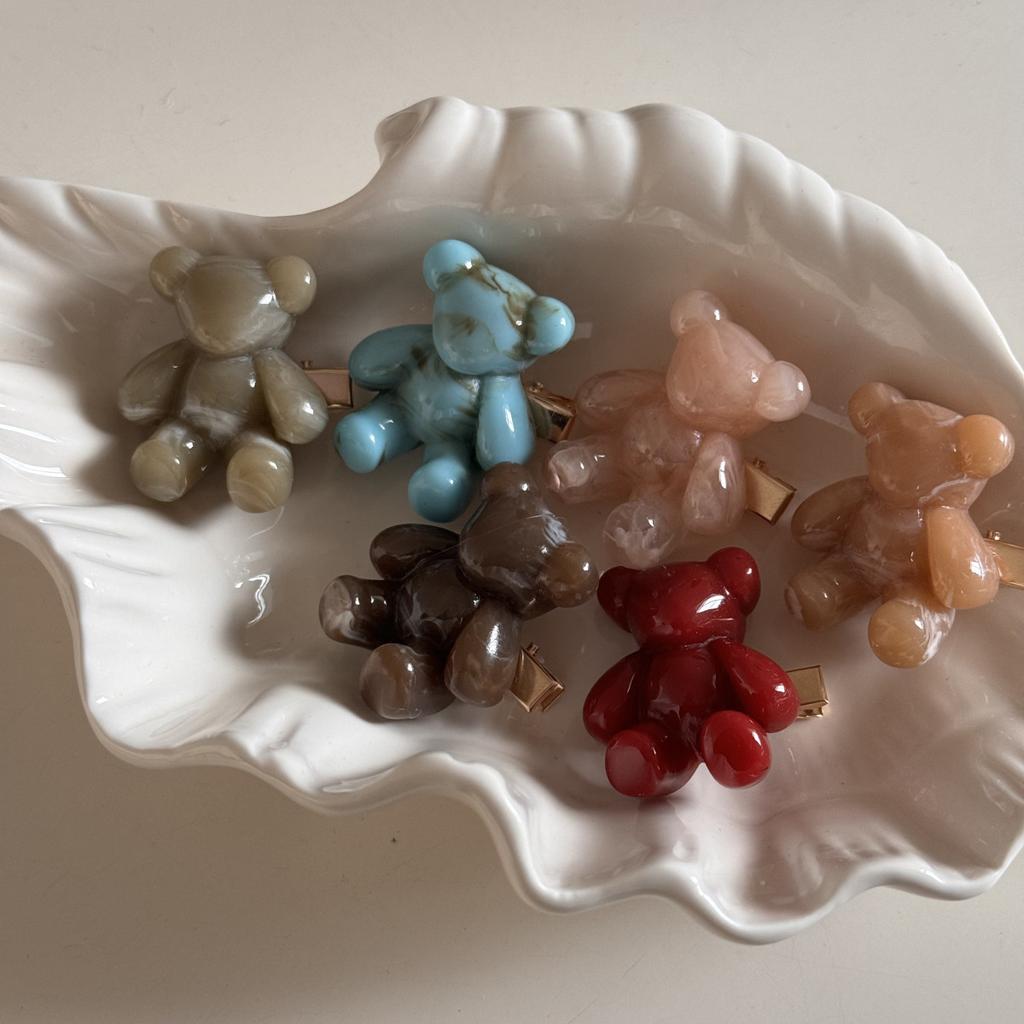 Cute Bear Hair Side Clip Women Girls Sweet Korean Fashion Bangs Hairpin Acrylic Hair Edge Clip Accessories Barrettes Headwear