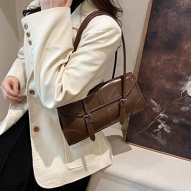 Высококачественная сумка для подмышек из кожи цвета бордо с масляным воском, элегантная женская сумка через плечо с магнитной пряжкой, универсальная женская сумка-тоут