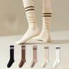 Female Spring and Autumn New Stripe Two Bar Thin College Wind Long Leg Socks