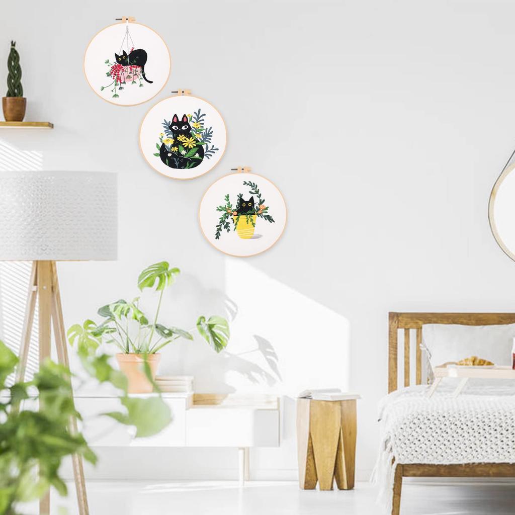 ALLMIRA Embroidery Kit for Cross Stitch DIY Embroidery Includes 20cm and English Instructions Beginners, Kit, Tools, Hoop, Thread, Fabric, Needle,