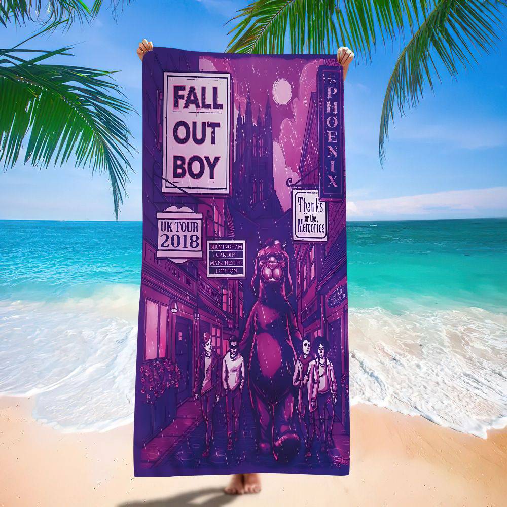 Fall Out Boy Band Microfiber Printed Beach Towel Mountain Climbing Yoga Beach Swimming Running Absorbent Soft Towel