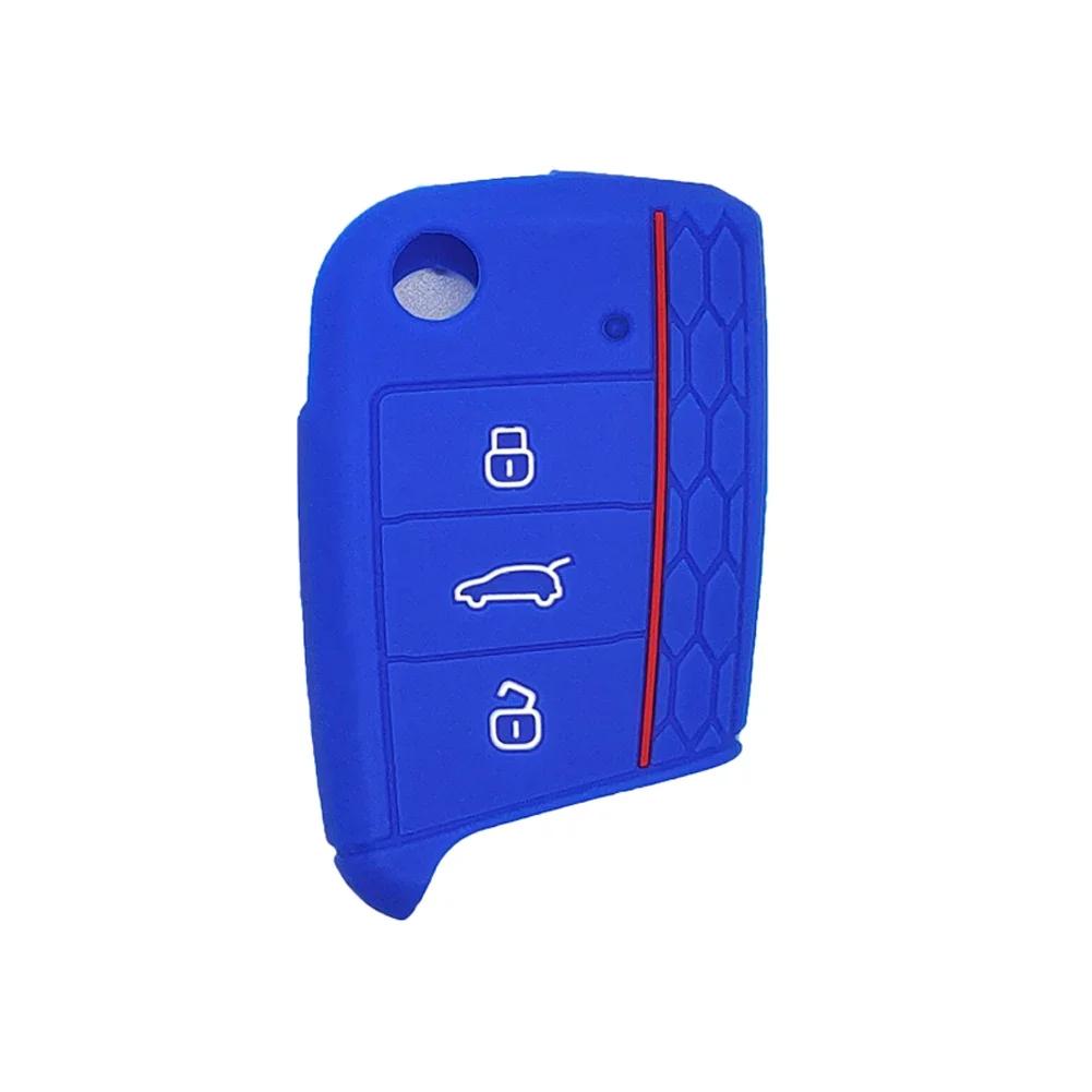 Чехол для автомобильного ключа, силиконовый чехол для VW Golf 7 MK7 VII Tiguan Polo Skoda Octavia A7 Kodiaq Seat Ateca Leon 3 кнопки