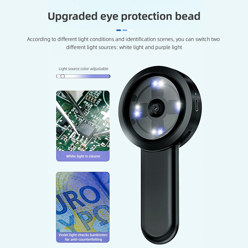 Handheld Digital Magnifying Glass Digital Microscope for Adults Kids 100X Magnification 2.0 Inch Screen Manual 16M Photo Built-in Battery LE