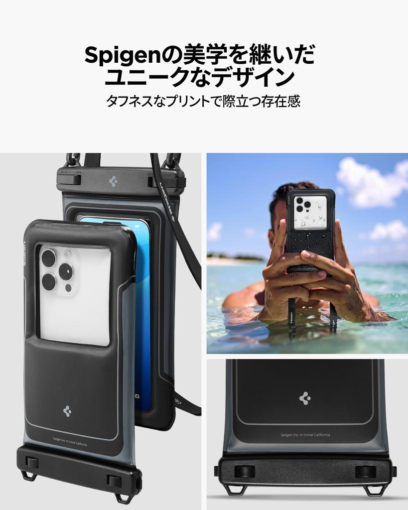 Водонепроницаемый чехол Spigen Floating IPX8 Плавающий чехол с воздушной подушкой для и ACS09348 A611P (2-Pack) iPhone, Pixel, Xperia, (Матовый черный)