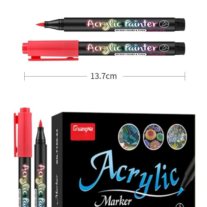 6/12/24/36 Color Acrylic Paint Brush Marker Pen Set Drawing Painting Art Marker Wood Glass Fabric Scrapbooking Stationery Supplies