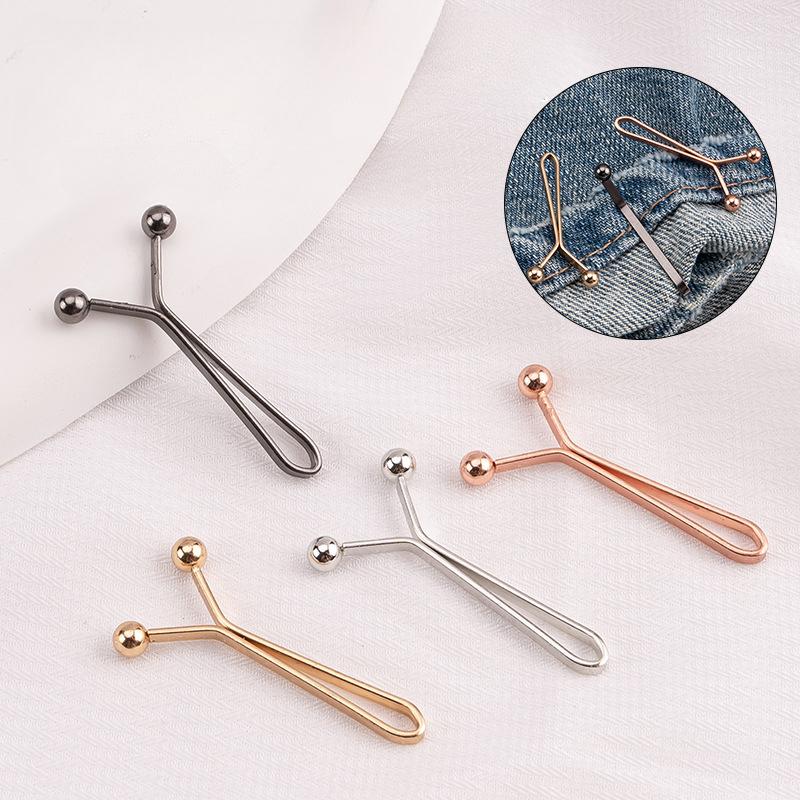 U-shaped clip, simple design in gold, silver, and black, adjustable garment tightening steel ball clip, Y-clip, metal waistband fastener