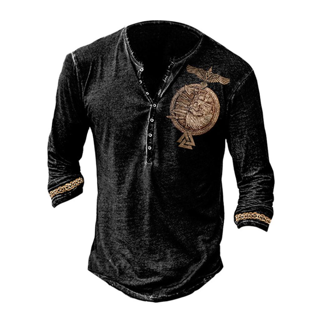 Men's Long Sleeve Punk Style Fashion T-Shirt Spring and Autumn Causal Vintage T Shirts