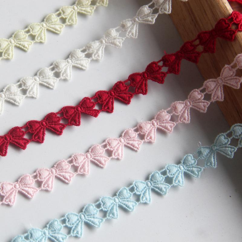 2 ярда/партия бант вышитый водорастворимый кружевной ленты DIY швейная ткань для одежды черный белый ручная работа поделки 1 см шириной