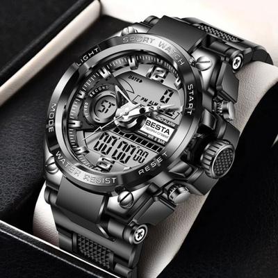 Мужские спортивные тактические часы Besta Sport Black с секундомером и будильником