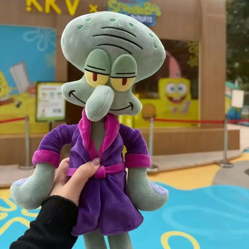Animation Spongebob Squidward Plush Doll Anime Purple Pajama Robe Plush Stuffed Plaything Bedtime Sleeping Accompany Doll Surprise Gfts
