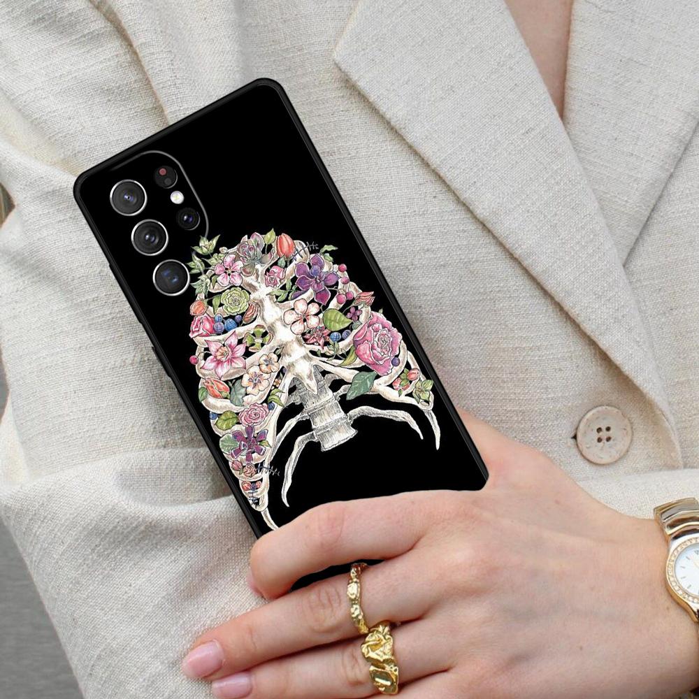 HUMAN ANATOMY heart flower Cell Phone Case for Samsung Galaxy S26 Ultra S25 S24 S23 S22 S21 S20 Note10 Cover