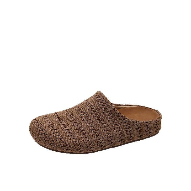 Ретро ниша плетеная сумка головные уборы полутапочки женская верхняя одежда летняя ленивая одна педаль удобная мягкая подошва квадратная голова muller обувь