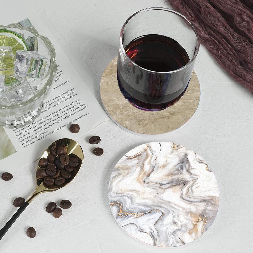 Круглые впитывающие керамические каменные подставки с пробковой основой, мраморные подставки для стола, подарок на новоселье для украшения дома