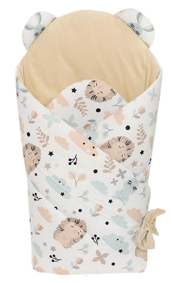 Baby wrap VELVET cappuccino with beige hedgehogs