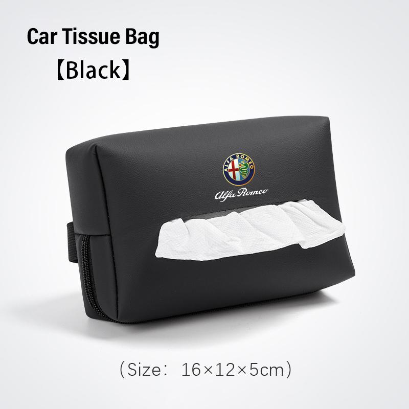 AGU1 Car Leather Tissue Bag Tissue Storage Wrap For Alfa Romeo Giulietta Mito 159 Giulia Stelvio 156 147 Tonale Brera Disco Volante