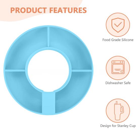 Силиконовое кольцо для закусок с 4 отделениями, идеально подходит для контейнера для закусок, простые многоразовые тарелки для закусок для чашки на 40 унций