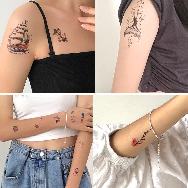 Красочный стикер Мультяшная татуировка Временная водостойкая Анимация Цветок Персонализированный цветок Тату-наклейка на руку