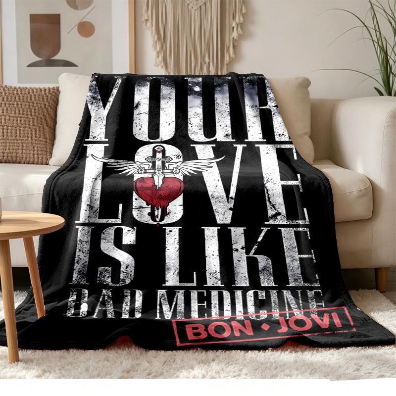 Bon Jovi Soft and comfortable flannel Suitable for sofas living rooms outdoor camping travel and also makes a great anniversary gift
