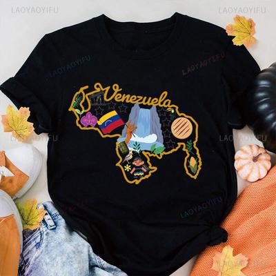 Венесуэла Футболка Женская Футболка с Принтом Топы Премиум Камисеты Новинка Уличная Мода Круглый Вырез Высококачественный Хлопок