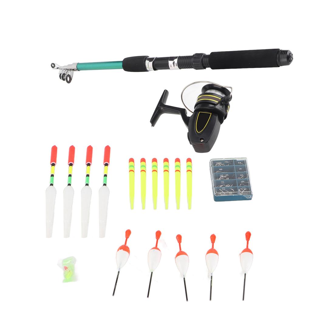 Portable Fishing Rod Reel Set Pole Reel with Line Full Kit Hooks with Storage Box Floats