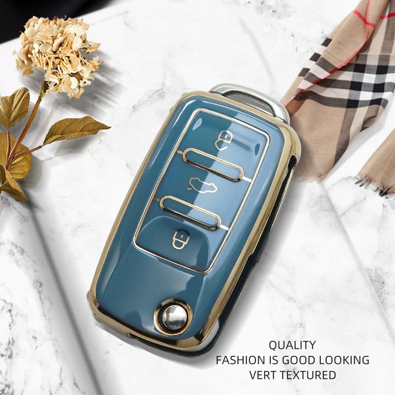 Luxurious Remote Car Key Case Cover For Volkswagen Polo Golf Passat Tiguan Beetle Bora Jetta For Skoda Octavia For Seat
