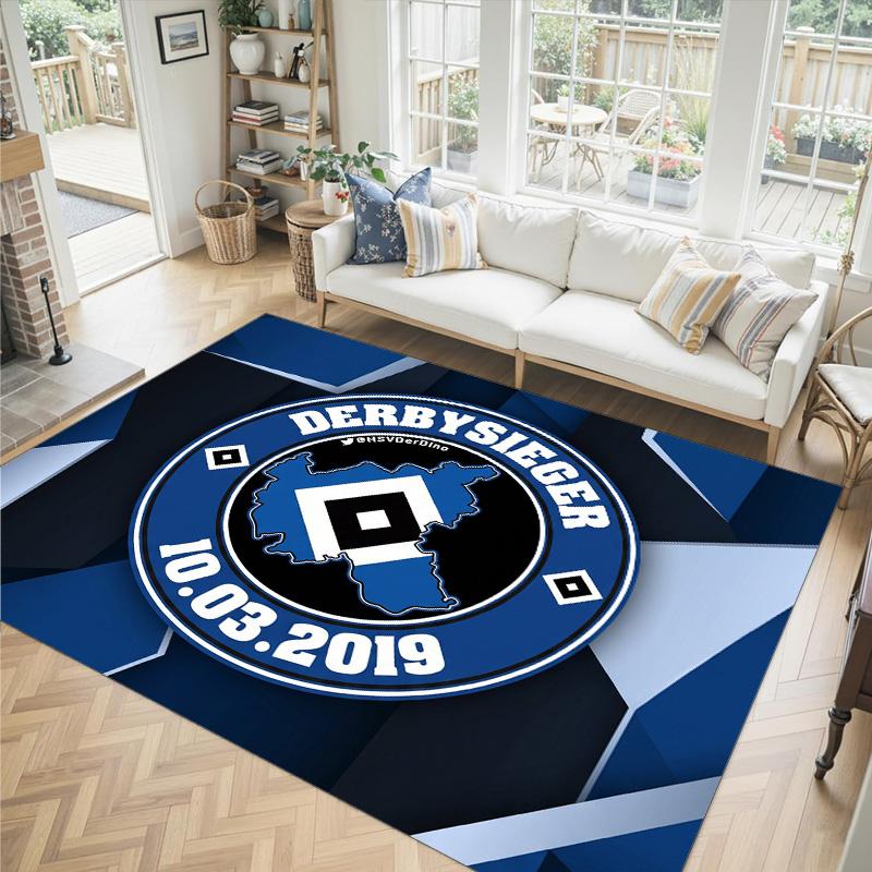 Hamburger SV Football Design Crystal Velvet Carpet Cozy Non?Slip Printed Rug For Bedroom Living Room Entrance