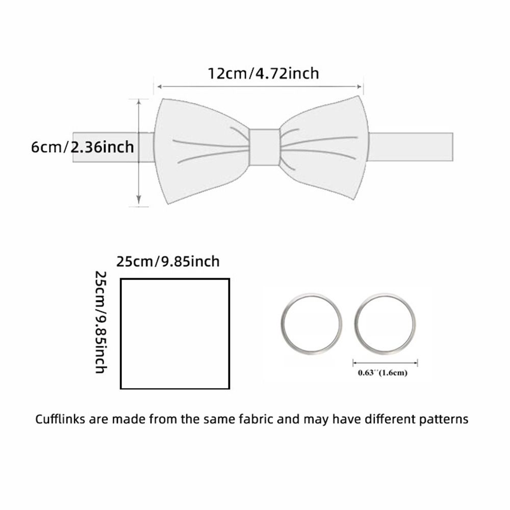 3Pcs/Set Silk Wedding Bow Tie Cufflink Silk Suit Accessories Fashion Neck Tie Set Wedding