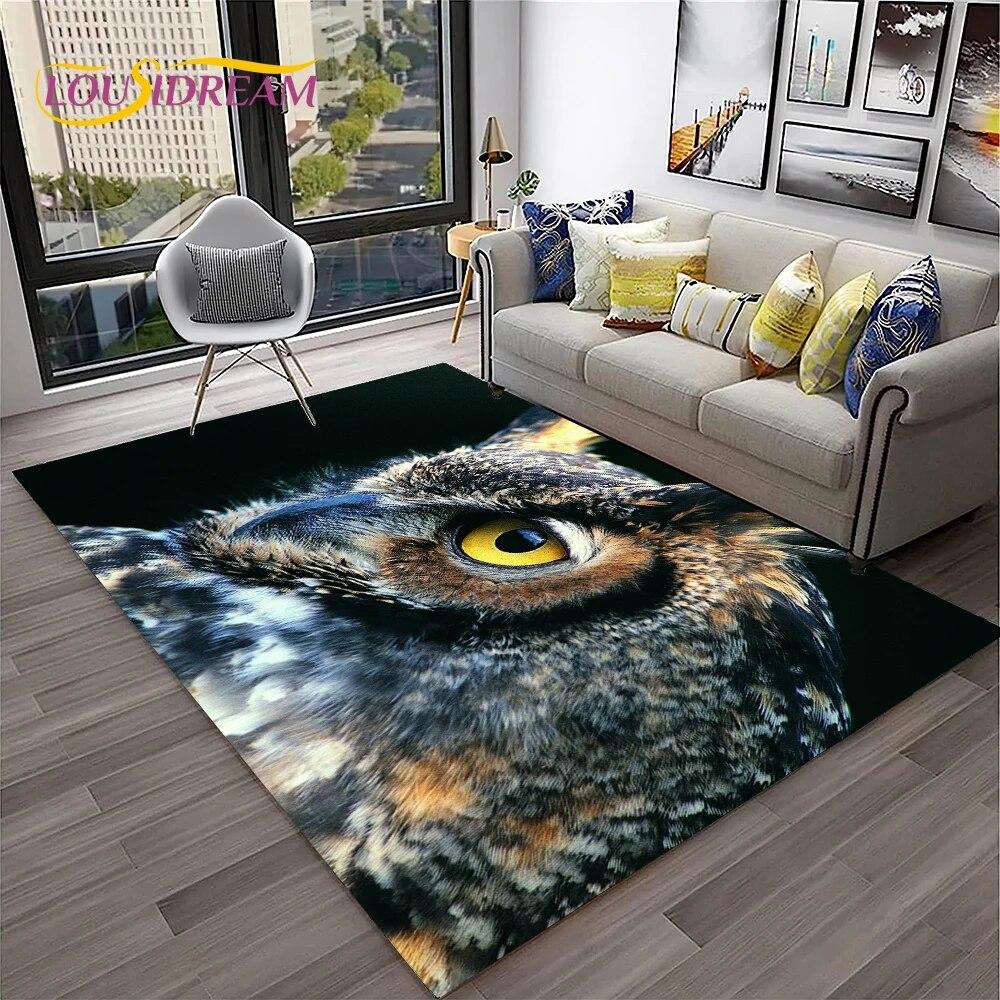 3D Cartoon Cute Owl Series Carpet Rug for Home Living Room Bedroom Sofa Kitchen Doormat Decor,Child Area Rug Non-slip Floor Mat