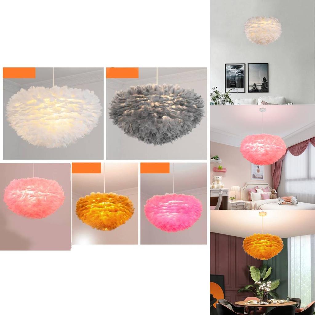 Feather Ceiling White Pendant Light Shade Modern Chandelier Lampshade Floor Lamp
