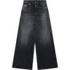 Ss25 Vintage Sweet Cool Mid Waist Zipper Logo Patch Distressed Spring Autumn Jeans Women Jeans Black WD-DP0-25-396-W-BK