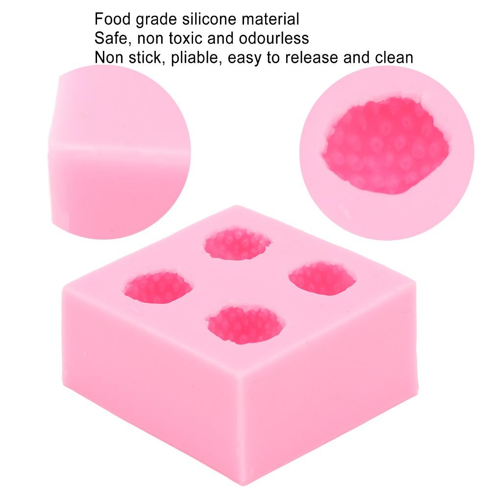 4-Cavity Strawberry Silicone Mold Non-Stick Surface Fondant Mold Chocolate Mold Candy Making