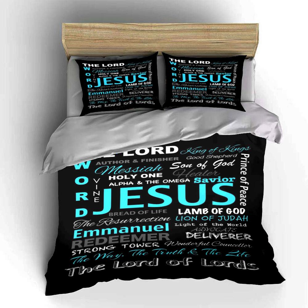Christian Bedding Set with Religious Words Bedding set (1 duvet cover, 2 pillowcases, duvet not included)