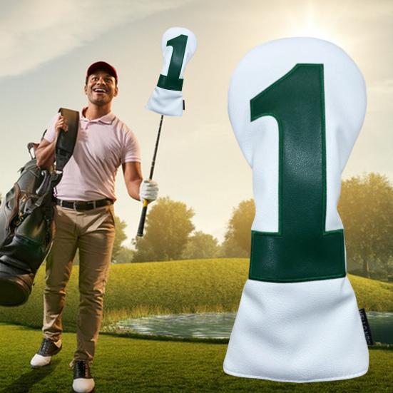 Faux Leather Golf Club Head Cover for Drivers Fairway Woods Hybrids No.1/3/5/U Headcover Soft Velvet Lining British-Style Green Putter Head Protector