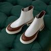 Мода 2025 Горячая Распродажа Модная Обувь из Натуральной Кожи Женские Ботинки Челси Эластичные Слипоны Удобные Средние Каблуки Платформа Ботильоны Женские