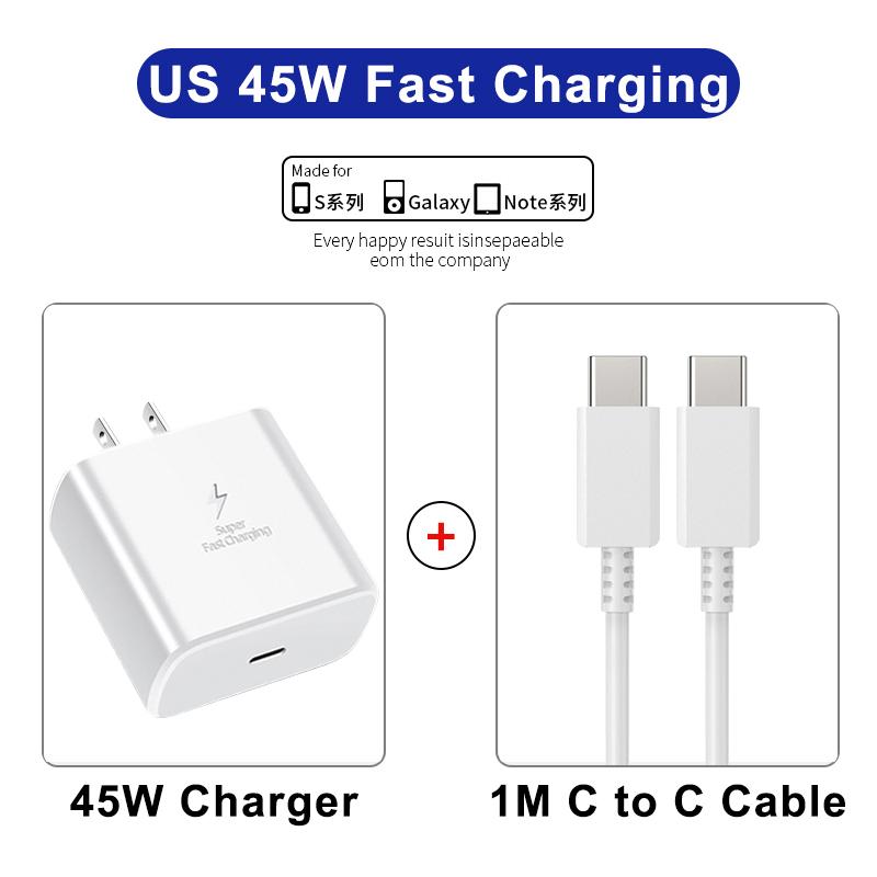 Зарядное устройство 45 Вт MAX Super Fast Charging PD для SAMSUNG Galaxy S20 S21 S22 S23Ultra SAMSUNG Galaxy Note20 10, быстрая зарядка телефона, кабель USB C, зарядное устройство типа C