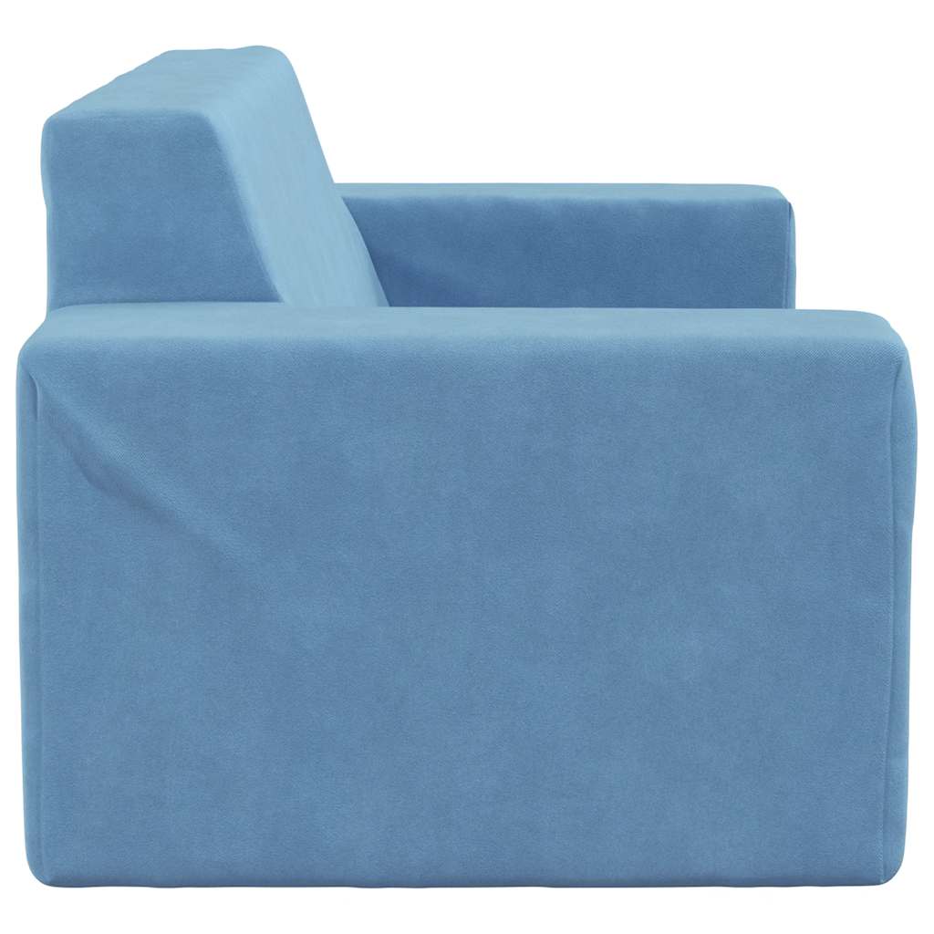 Kids 2 Seater Sofa in Blue Soft Plush