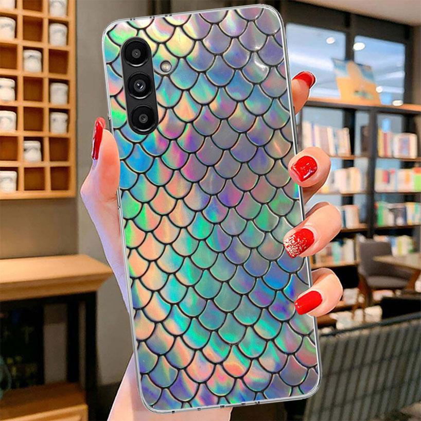Fish Scale Pattern Mermaid Phone Case For Samsung Galaxy A17 A37 A57 A16 A26 A36 A56 A15 A25 A35 A55 A14 A24 A34 A54 A13 A23 A33