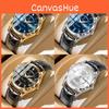 Swiss Mens Quartz Watch With Leather Strap And Luminous Dial For Casual Wear