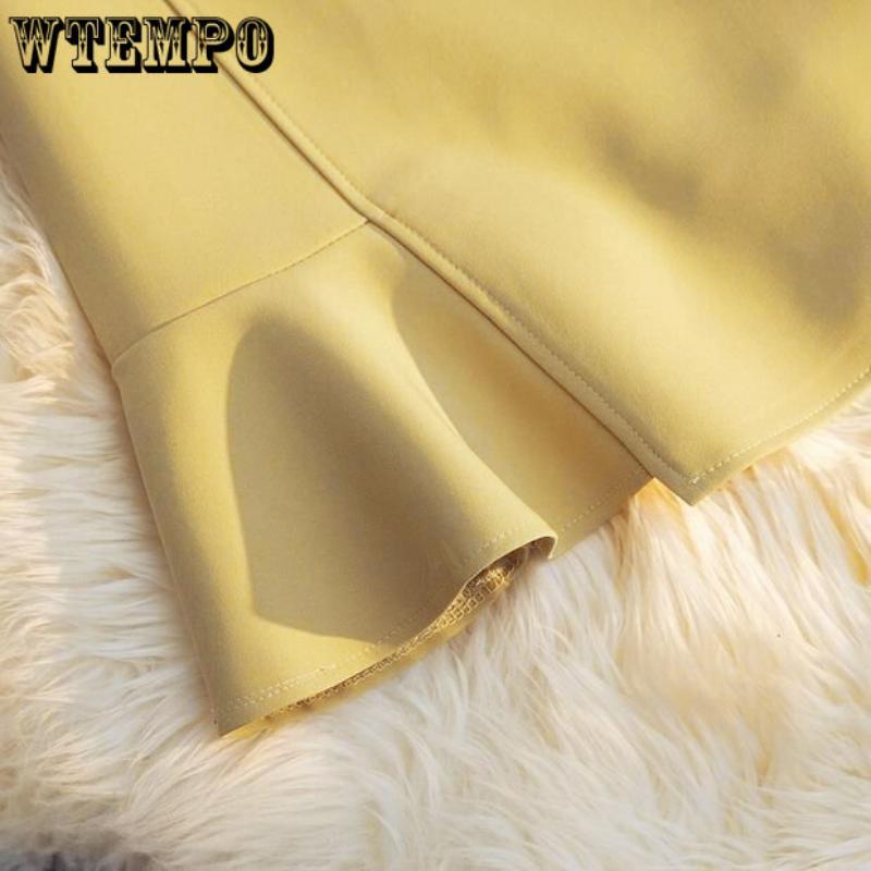 Летняя темпераментная тонкая полуюбка неправильной формы «рыбий хвост» женская элегантная однотонная юбка на бедрах с высокой талией и рюшами по краям