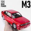 1:24 M3 THE7 Alloy Car Toys Model Diecast Metal Vehicle Doors Opened with Sound Light Pull Back Models Toy Boy's Christmas Gifts