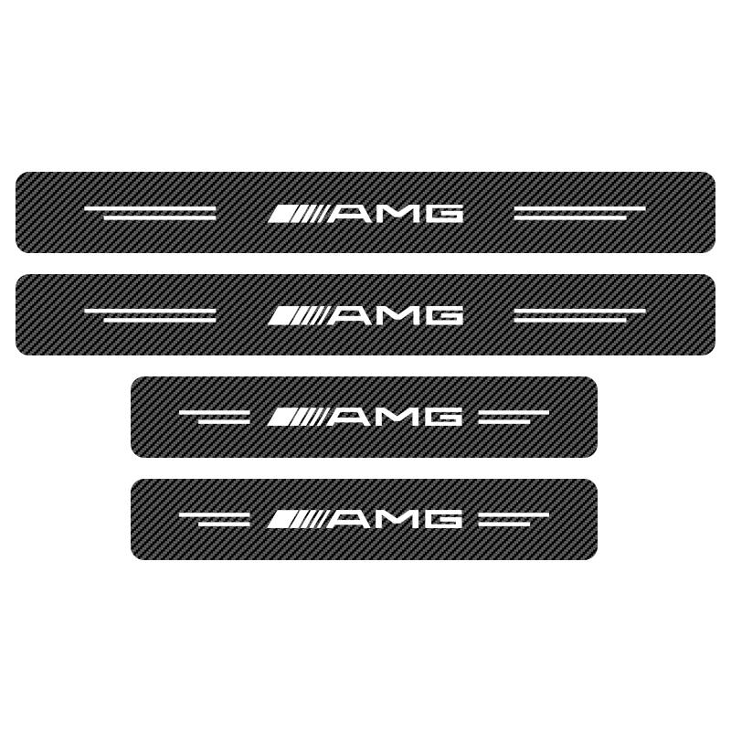 JVC5 4Pcs Carbon Fiber Car Door Sill Protection 3D Sticker Car Accessories For Mercedes Benz W247 W212 W213 W205 AMG W177 V177 W176