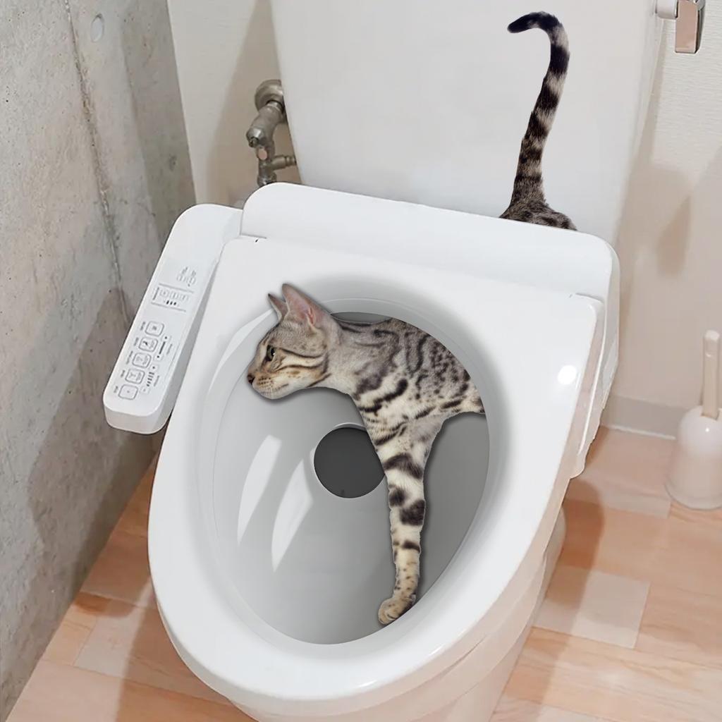 Наклейка на унитаз с изображением мультяшного кота, украшение для ванной комнаты и туалета, водонепроницаемая 3D-самоклеящаяся наклейка на крышку унитаза