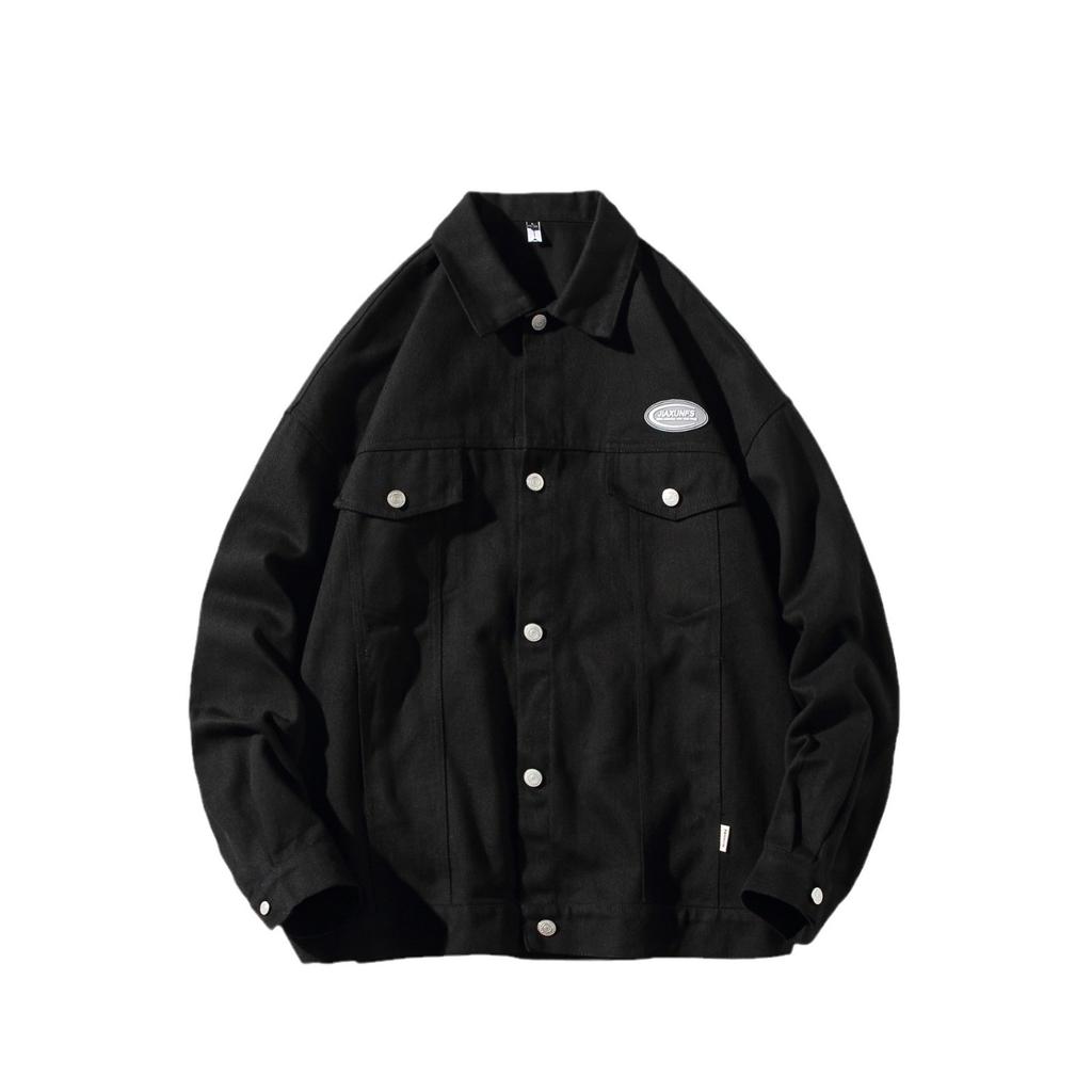 Зеленая джинсовая куртка для мужчин, осень, новая мода, большой размер, повседневная, свободные лацканы, рабочая джинсовая куртка для мужчин