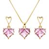 3/1 шт. Модные серьги в форме сердца из розового циркония с кристаллами, комплект ожерелья для женщин, роскошные подвесные серьги, свадебные комплекты ювелирных изделий, подарки