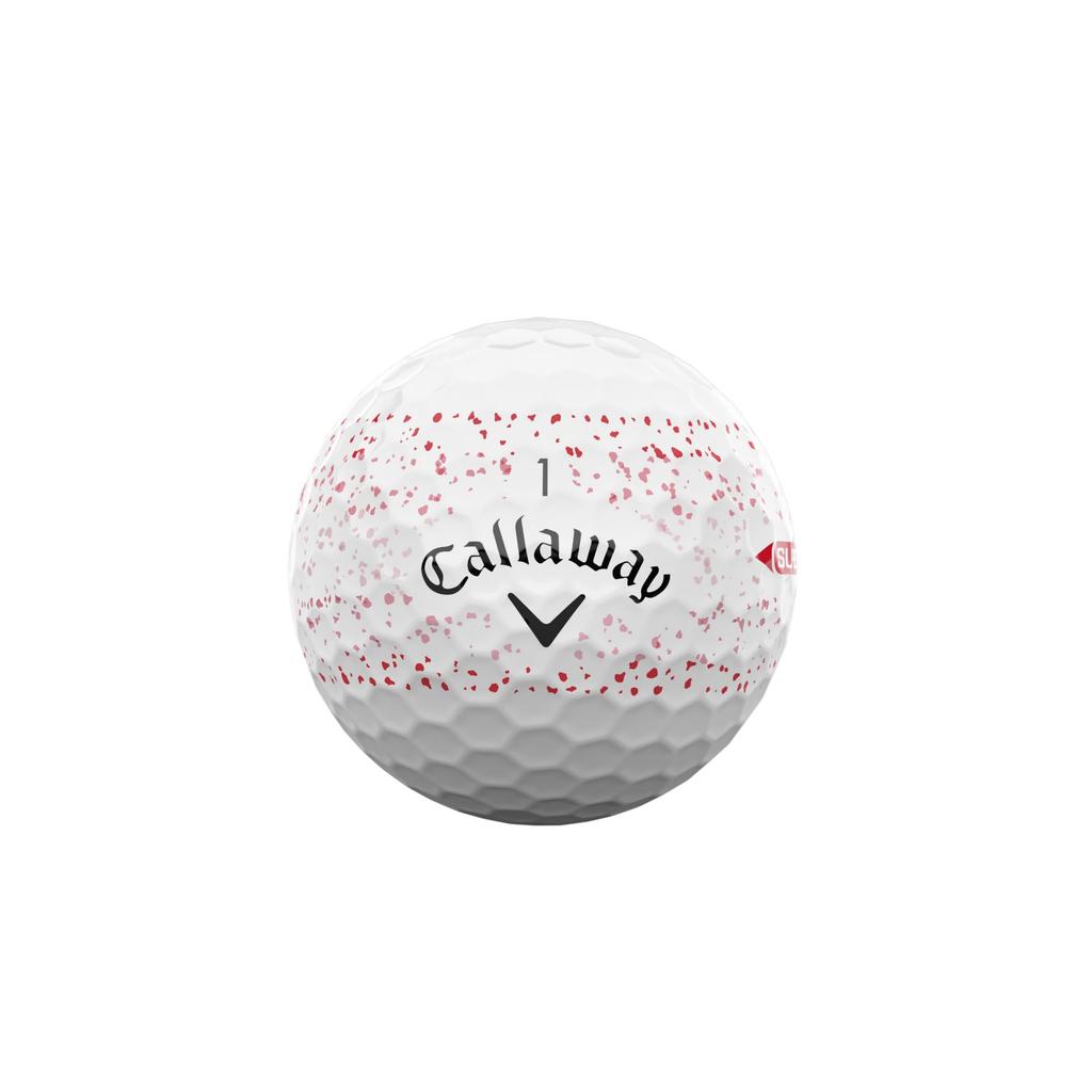 Callaway SUPERSFOT 25 КРАСНЫЕ ПЯТНА Мячи для гольфа, 1 дюжина (12 Шариков), Конструкция из 2 частей, Красные брызги/Белый