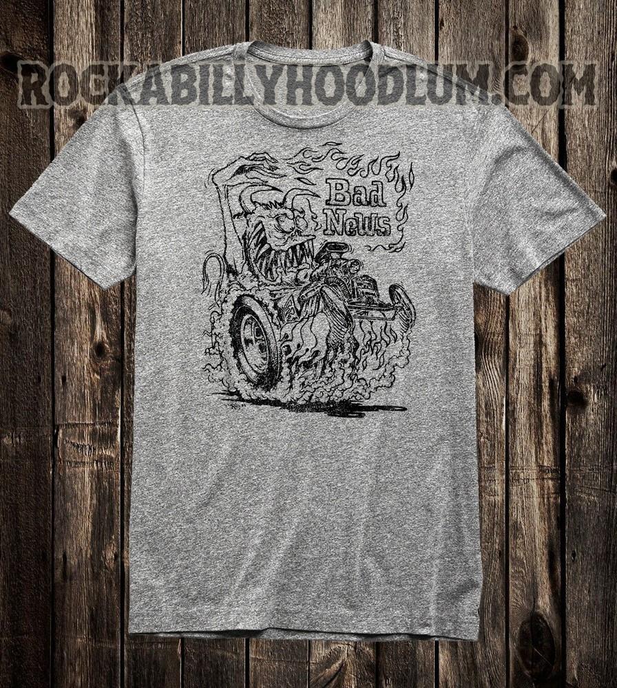 Ретро Хот Род Футболка Арт Ed Big Daddy Roth Монстр BAD NEWS Унисекс Футболка