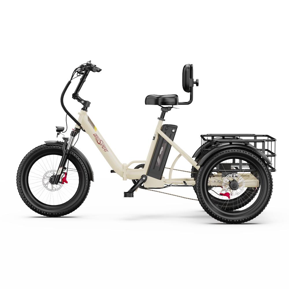 ONESPORT OT30 Pro Adult Electric Tricycle 500W 48V18AH Electric Cargo Tricycle 20 Inch All-Terrain Tires E-Tricycle City E-Cargo Tricycle